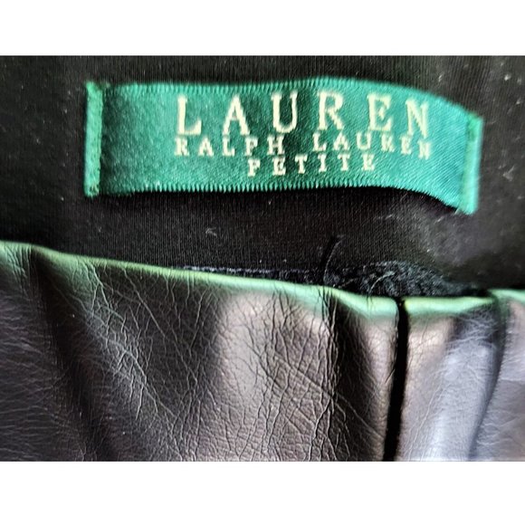 LAUREN RALPH LAUREN Faux Leather Front Panel Stretch Leggings Ankle Zip 4 Petite - Picture 8 of 8